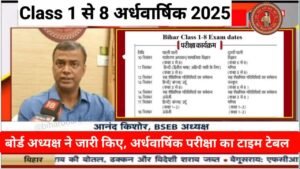 Bihar Class 1 to 8 half yearly exam 2025